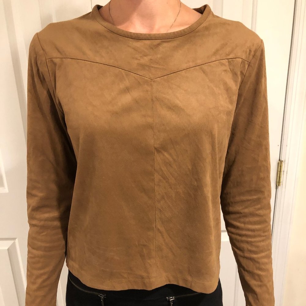 Helen McAlinden Top | Faux Suede Tan Top | Size: M